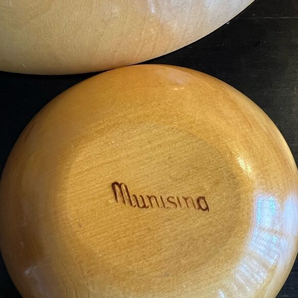 Munising vintage wooden ivy painted set of 5 bowls - Picture 10 of 12